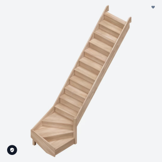 DOLLE SAVOIE - schody 1/4 zatočené v pravo dole,s podschodnicemi, masivní buk nelakovaný